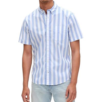 GAP Mens Stretch Poplin Shirt Blue Awning Stripe XXL