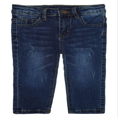KIDSCOOL SPACE Little Girls Boys Jeans,Elastic Band Inside Ripped Straight Fit Stretchy Soft Denim Pants,Deep Blue,5-6 Years