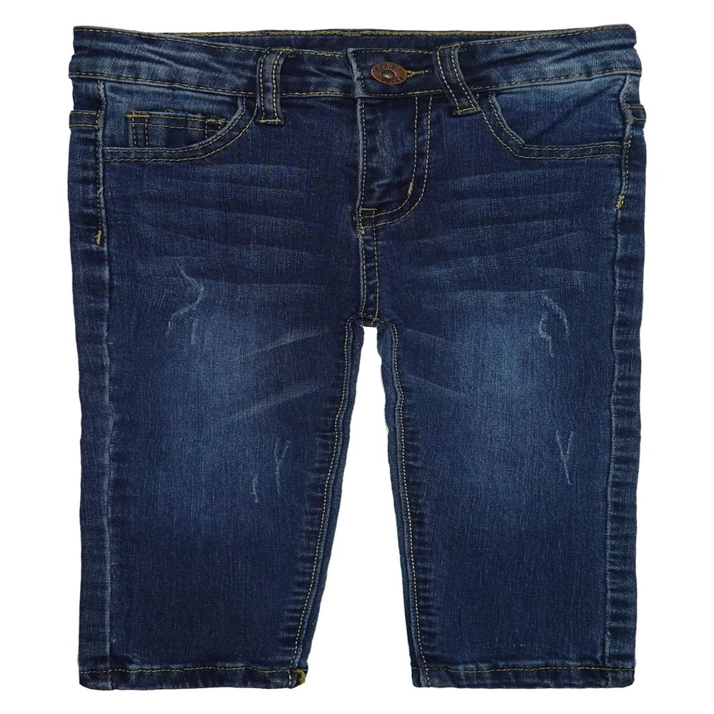 KIDSCOOL SPACE Little Girls Boys Jeans,Elastic Band Inside Ripped Straight Fit Stretchy Soft Denim Pants,Deep Blue,5-6 Years