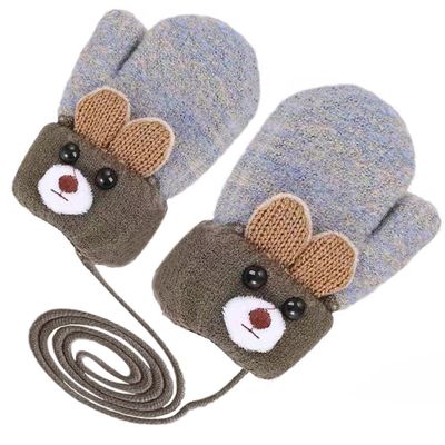 PENINSULA LOVE Toddler Knit Gloves with String Cartoon Winter Mittens Warm Fleece Gloves for Baby Boys Girls 0-4Year