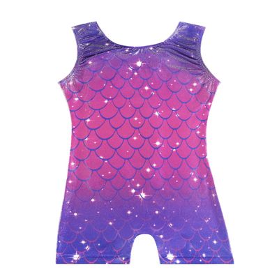 HOZIY mermaid leotards for girls gymnastics size 7-8 year old kids leo tumbling outfits bodysuits purple hot pink navy blue sparkly shiny rainbow gradient colors Leotardos Para Gimnasia Ninas