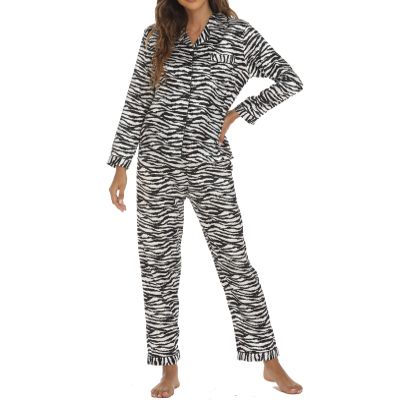 Women Pajamas Set Y2K Button Down Long Sleeve Sleepwear Feather Trim Nightwear Loungewear Pjs(Stripe Black,X-Large)