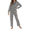 Women Pajamas Set Y2K Button Down Long Sleeve Sleepwear Feather Trim Nightwear Loungewear Pjs(Stripe Black,X-Large) view 1