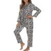 Women Pajamas Set Y2K Button Down Long Sleeve Sleepwear Feather Trim Nightwear Loungewear Pjs(Stripe Black,X-Large) view 2