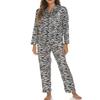 Women Pajamas Set Y2K Button Down Long Sleeve Sleepwear Feather Trim Nightwear Loungewear Pjs(Stripe Black,X-Large) view 4