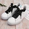 5Chaos Ribbon Satin Shoelaces, Silk Sheer White Boot Laces for Women Kids Girls Men, Funny Solid Color Shoestring (Black, 31" (80cm)) view 3