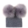 Winter Baby Knitted Hat Boys Girls Autumn Knit Hats for Children Toddler Kids Warm Windproof Beanie Big Pom Pom Cap 0-2 Years (Grey) view 1