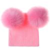 Winter Baby Knitted Hat Boys Girls Autumn Knit Hats for Children Toddler Kids Warm Windproof Beanie Big Pom Pom Cap 0-2 Years (Pink) view 2