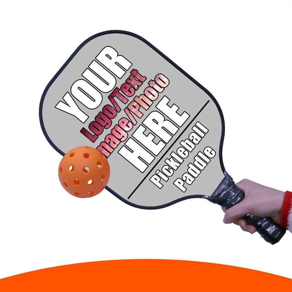 Custom Pickle Ball Paddle Set of 1, Personalized Graphite Pickleball Paddle with Comfort Grip, Add Your Photo, Text, Logo Lightweight Pickle Ball Paddle, Grey