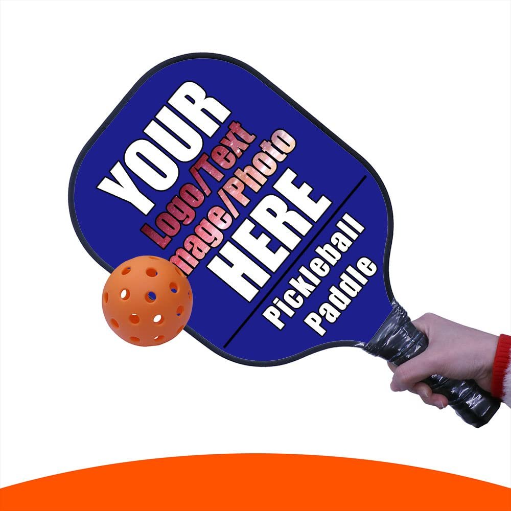 Custom Pickleball Rackets Lightweight Personalized Pickleball Racquet Add Your Photo, Text, Logo, Wood Pickleball Racket Ergonomic Grip for Beginners, Blue