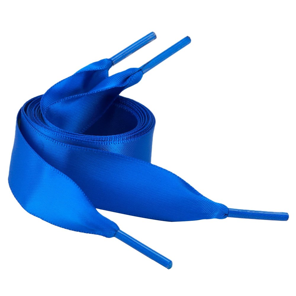 5Chaos Ribbon Satin Shoelaces, Silk Sheer Blue Boot Laces for Women Kids Girls Men, Funny Solid Color Shoestring (Royal Blue, 31" (80cm))