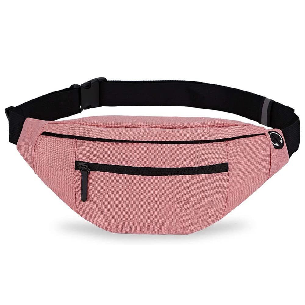 Men and women large crossbody waist bag, hiking and biking travel crossbody bag, can carry cell phone wallet, etc. (Pink)