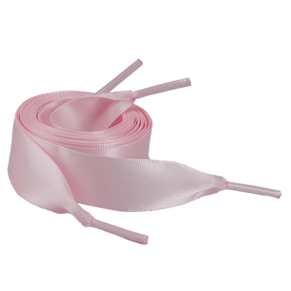 5Chaos Ribbon Satin Shoelaces, Silk Sheer Pink Boot Laces for Women Kids Girls Men, Funny Solid Color Shoestring (Pink, 35" (90cm))