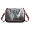 Black White Highland Cow Leather Crossbody Bags Fashion Tote Shoulder Bag Purse Wallet for Travel Office view 1