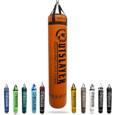 Outslayer Muay Thai Heavy Bag (Muay Thai 6ft 130 lbs, Orange/Black) - with D-Ring