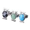 Owl Women's Finger Ring Natural Stone Cabochon Bead Adjustable Ring Silver Animal Charm Party Jewellery,Sodalite view 3