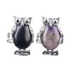Owl Women's Finger Ring Natural Stone Cabochon Bead Adjustable Ring Silver Animal Charm Party Jewellery,Sodalite view 4