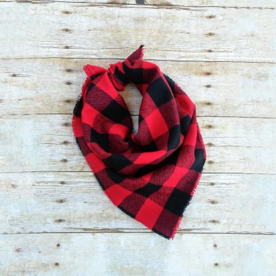 Christmas Dog Bandana, Red Buffalo Plaid Dog Bandana, Cat Bandana, Pet Neckwear Scarves, Pet Scarf Flannel Christmas Handkerchief, Pet Accessories (X-Large)