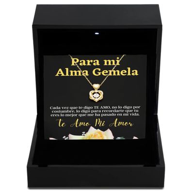 Heart Knot Gold Necklace Luxury Box Cadena para esposa, mi alma gemela con mensaje personalizado, Regalo de aniversario de boda o navidad