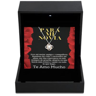 Love Knot Rose Gold Necklace Luxury Box Regalo para novia collar de amor original para navidad o aniversario