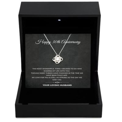 Love Knot Silver Necklace Luxury Box 30th Wedding Anniversary Necklace 30th Anniversary Jewelry for Wife Gift Idea for 30th Anniversary for Wife fro