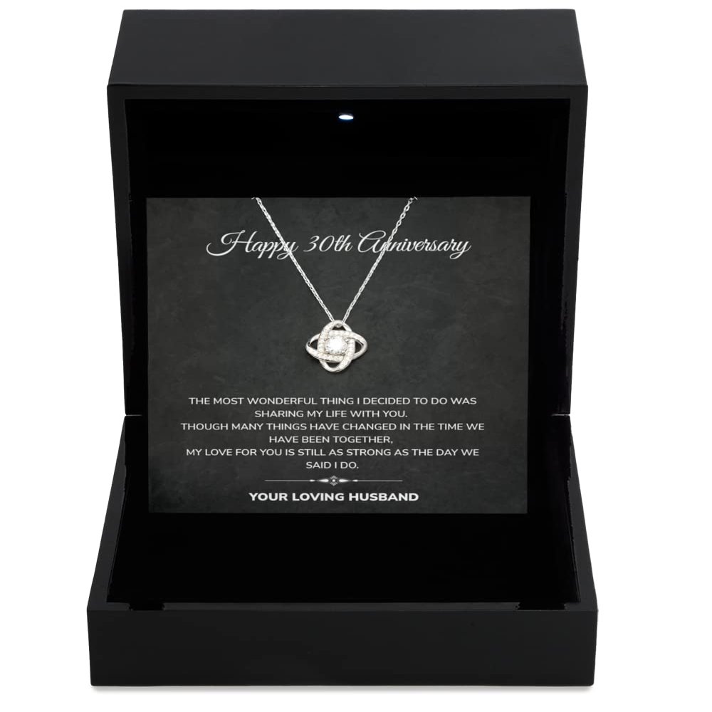 Love Knot Silver Necklace Luxury Box 30th Wedding Anniversary Necklace 30th Anniversary Jewelry for Wife Gift Idea for 30th Anniversary for Wife fro