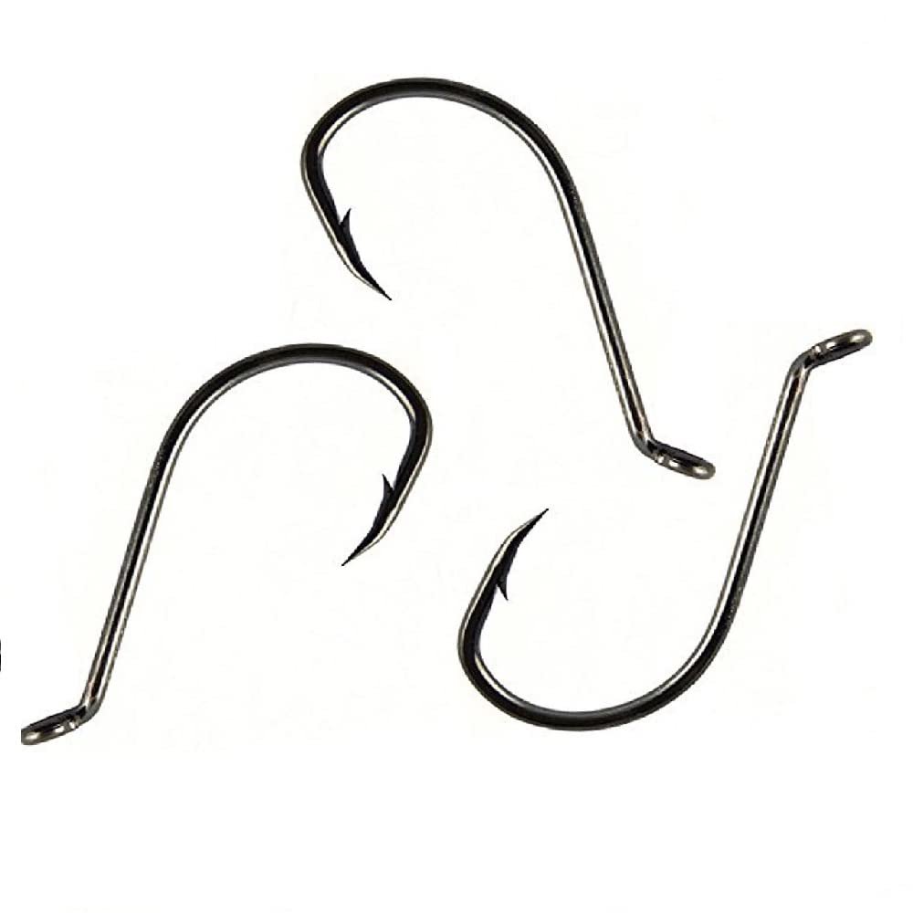 100pcs Offset Octopus Fishing Hooks High Carbon Steel Fishing Hook Sports Fishing Hooks Sizes 1/0 to 9/0 (3/0)