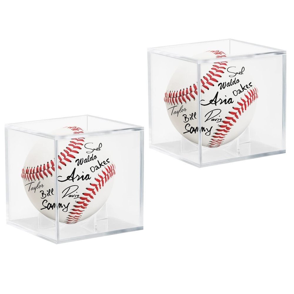 Acrylic Baseball Case for Display, UV Protected Baseball Display Cube, Autographed Baseball Clear Display Case, Baseball Display Case for Memorabilia Baseball (2 PC)