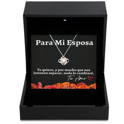 Love Knot Rose Gold Necklace Luxury Box Cadena de oro para esposa con mensaje personalizado, Regalo de aniversario de boda o navidad