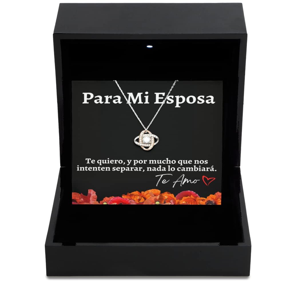Love Knot Rose Gold Necklace Luxury Box Cadena de oro para esposa con mensaje personalizado, Regalo de aniversario de boda o navidad
