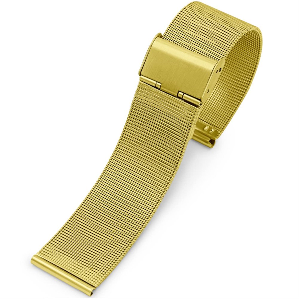 Stainless Steel Watch Band 8/10/12/13/14/15/16/17/18/19/20/21/22/23/24mm Silver Mesh Watchband 304 Stainless Steel Strap (Color : Gold, Size : 21mm)