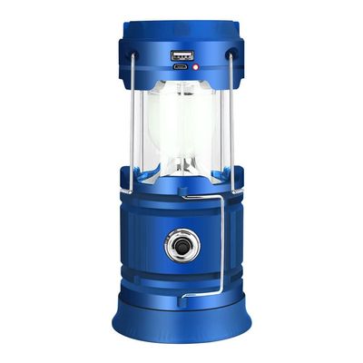XARONF Solar Rechargeable Camping Lantern, 3 Light Modes Camping Light, 2-in-1 Camping Lantern and Phone Charger, for Camping Hiking Fishing, Blue (Color : Blue)