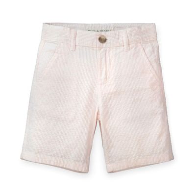 Hope & Henry Baby Boys' Organic Seersucker Short, 12-18 Months, Classic Pink Seersucker