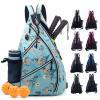 ZOEA Pickleball Sling Bag, Adjustable Pickleball Backpack with Fence Hook Water Bottle Holder, Fits 4 Paddles and All Your Other Gear (Flower Blue) view 1