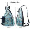 ZOEA Pickleball Sling Bag, Adjustable Pickleball Backpack with Fence Hook Water Bottle Holder, Fits 4 Paddles and All Your Other Gear (Flower Blue) view 2
