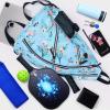 ZOEA Pickleball Sling Bag, Adjustable Pickleball Backpack with Fence Hook Water Bottle Holder, Fits 4 Paddles and All Your Other Gear (Flower Blue) view 3