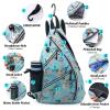 ZOEA Pickleball Sling Bag, Adjustable Pickleball Backpack with Fence Hook Water Bottle Holder, Fits 4 Paddles and All Your Other Gear (Flower Blue) view 4