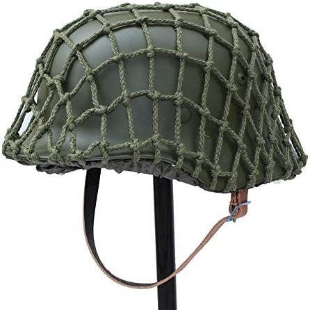 Aifordge WW2 WWII German Elite Wh Army with Net Cover Steel Material M35 M1935 Steel Helmet Stahlhelm Black Green Color