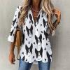 Boston Terriers Women's Shirts Long Sleeve Button Down Loose Blouses T-Shirt Tops XL view 2