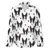 Boston Terriers Women's Shirts Long Sleeve Button Down Loose Blouses T-Shirt Tops XL view 4