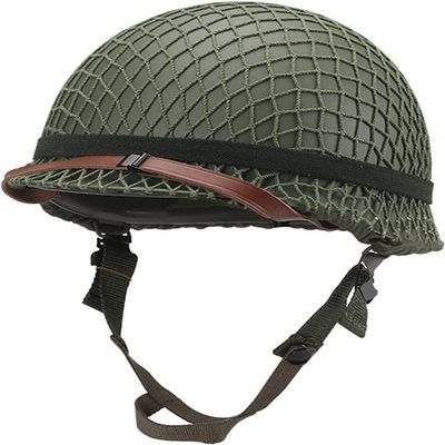 Aifordge WWII US Army M2 Helmet Replica with Net/Canvas Chin Strap DIY Painting (Green)