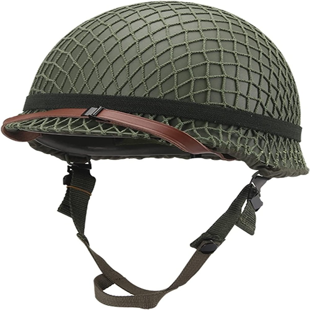 Aifordge WWII US Army M2 Helmet Replica with Net/Canvas Chin Strap DIY Painting (Green)