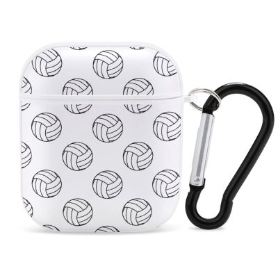 Black and White Volleyball Balls Headphone Case Cover Protective Hard Case Carrying Case with Keychain Compatible with AirPods
