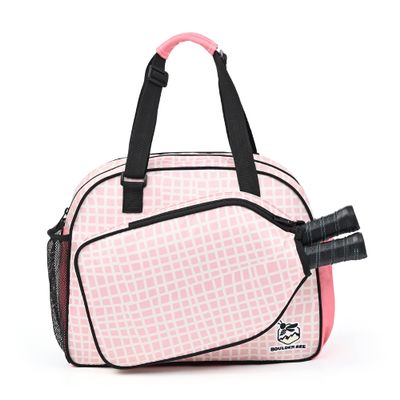 Boulder Bee Pickleball Bags, PickleBall Tote Bag for Women, Womens Hand/Shoulder Gym Bag w Water Bottle Holder, With Pickleball Racquet/Paddle Holder (Pink Plaid)