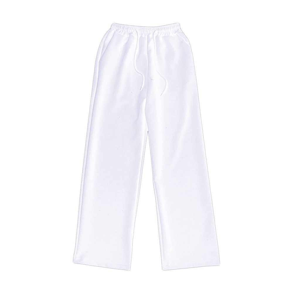Men Casual Wide-Leg Nine-Point Suit Pants Straight Trousers Wide Pants Oversized Fashion Pure Black Old Daddy Pants (White,Medium)