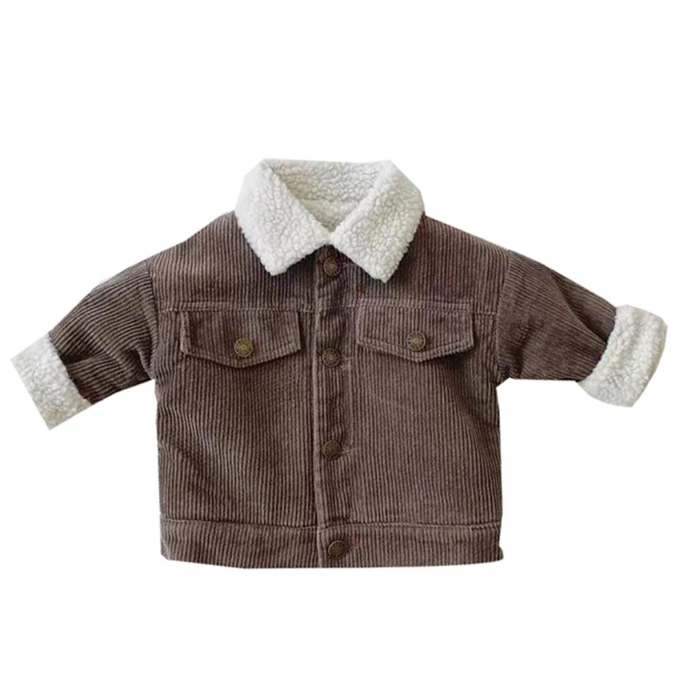 Baby Warm Suit Toddler Boys Girls Winter Long Sleeve Corduroy Lamb Fleece Warm Jacket Coat Outwear (Brown, 9-12 Months)