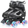 MammyGol Roller Skates for Boys Girls, 4 Sizes Adjustable Quad Skates for Kids with All Light up Wheels, Full Protection for Toddler's Indoor and Outdoor Play Black Size 10C 11C 12C 13C view 1