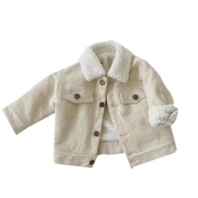 Baby Warm Suit Toddler Boys Girls Winter Long Sleeve Corduroy Lamb Fleece Warm Jacket Coat Outwear (Beige, 3-4 Years)