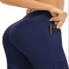 AFITNE Capri Pants for Women Bootcut Yoga Pants with Pockets High Waisted Flare Workout Bootleg Yoga Crop Flared Athletic Gym Pants Navy Blue - M view 3