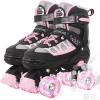MammyGol Roller Skates for Kids Boys Girls, Adjustable Quad Skates with Light Up Wheels for Toddler Little Kids Ages 6-12 Size 13C 1 2, Beginners Outdoor Sports, Pink view 1